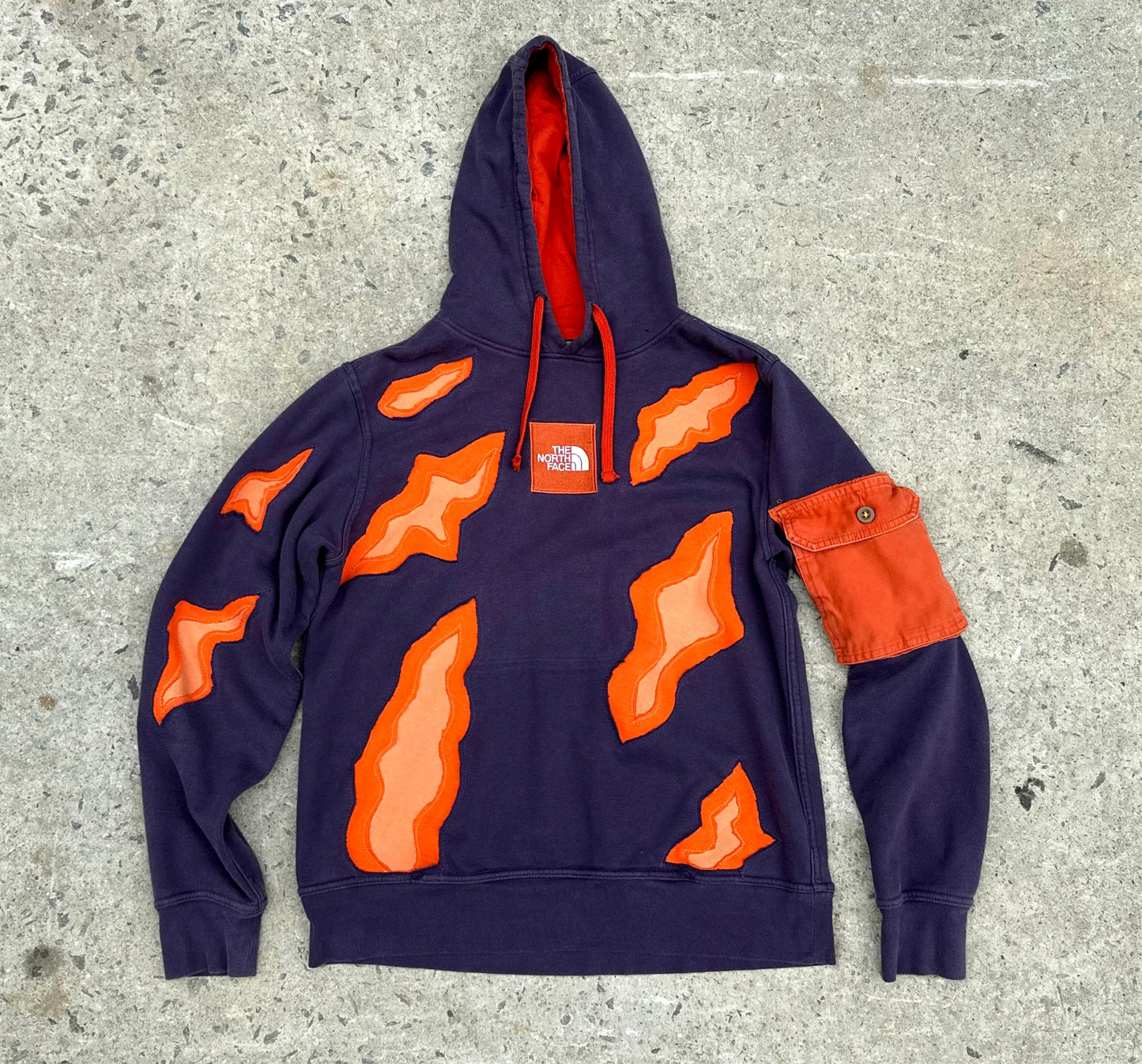 North Face On Fire Purple Reworked Hoodie