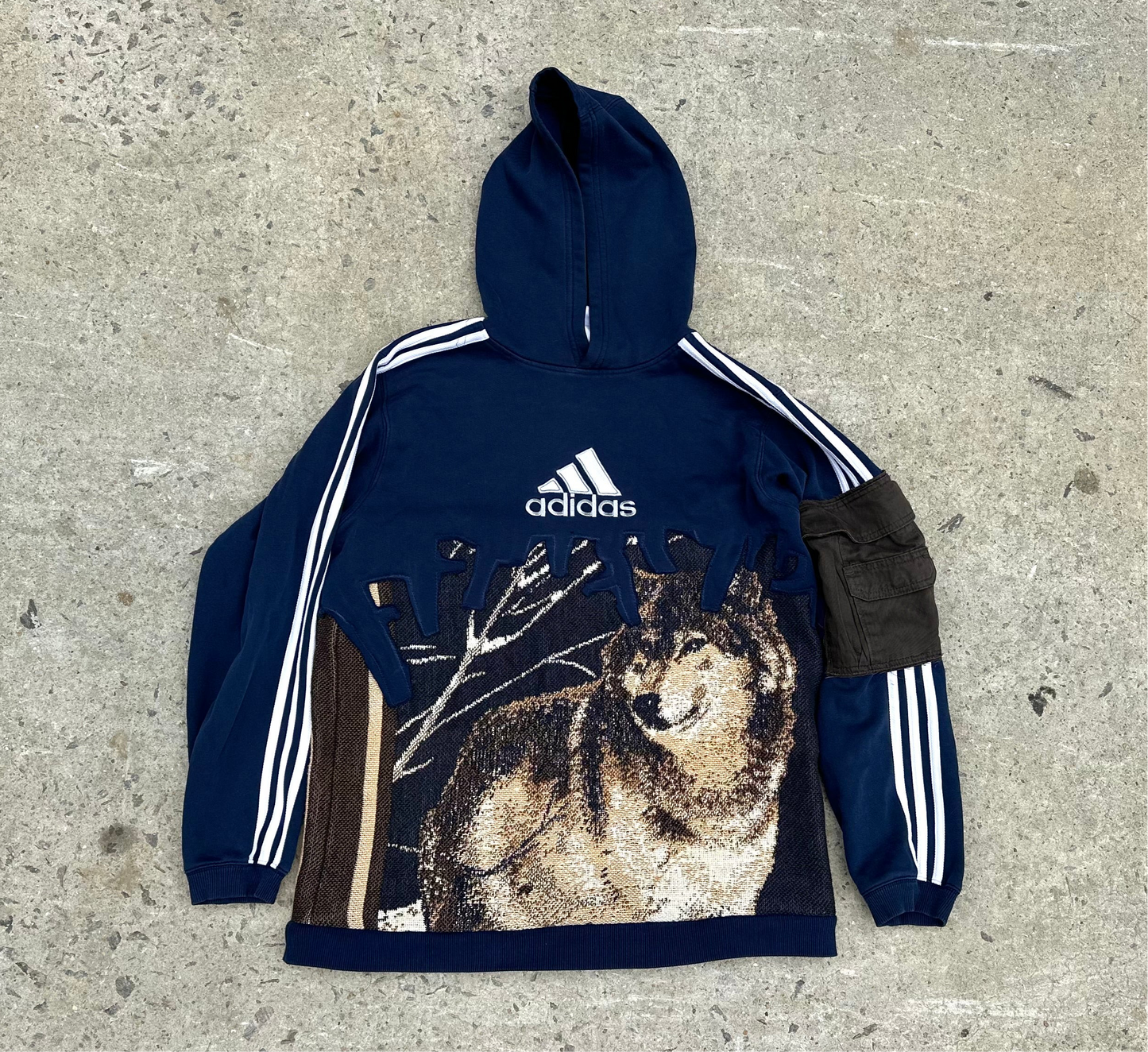 Adidas Navy Blue Howling Wolves Reworked Hoodie