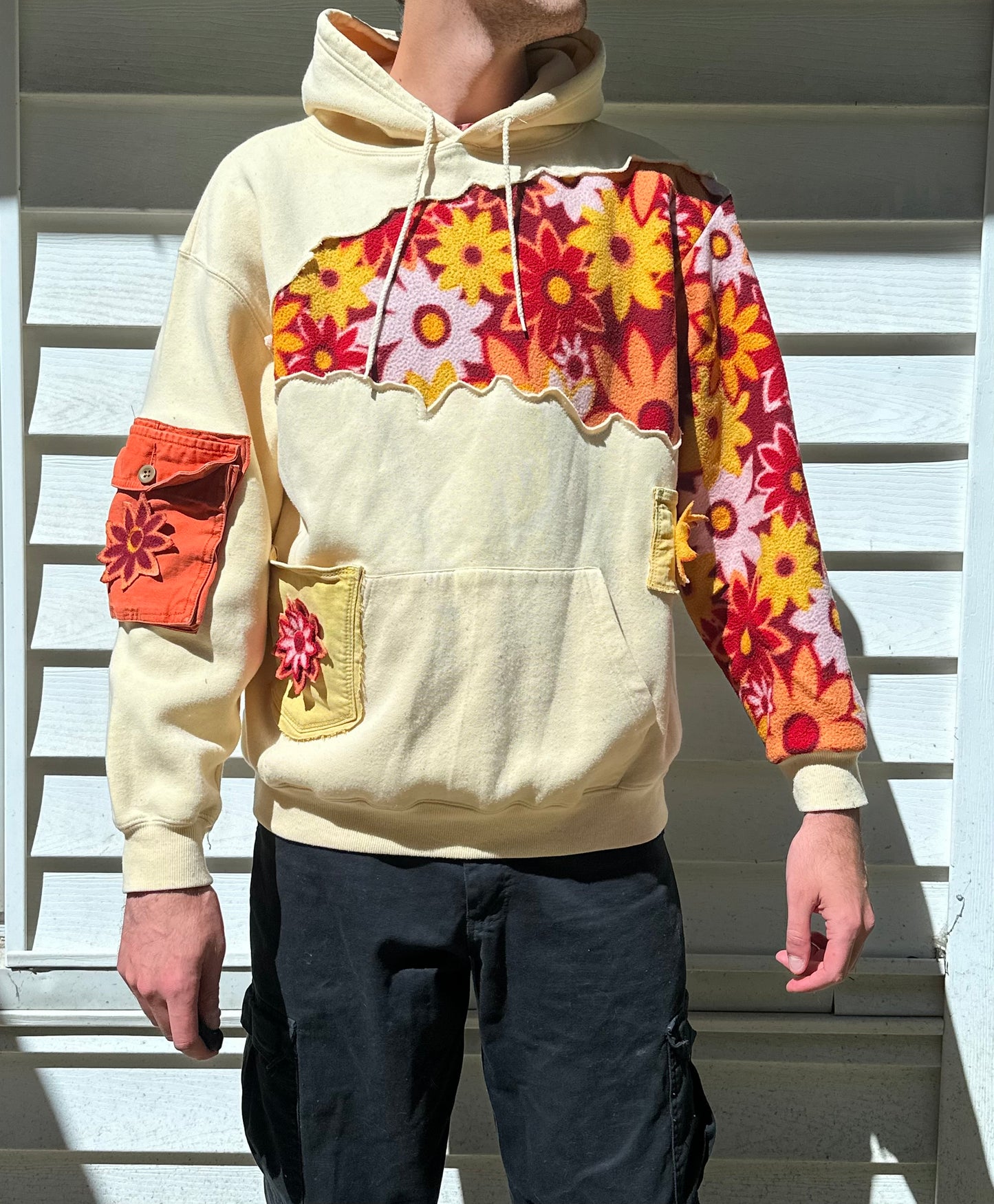 1 of 1 Handmade Yellow Floral Hoodie - Fall Flowers