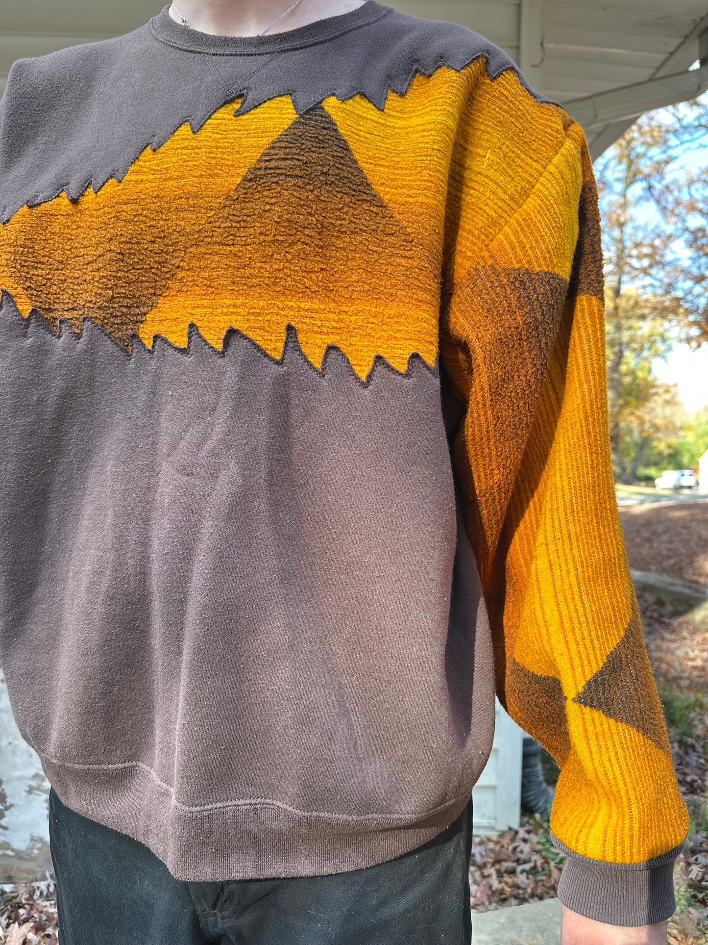1 of 1 Handmade Pyramids Fractured Brown Crewneck Sweatshirt
