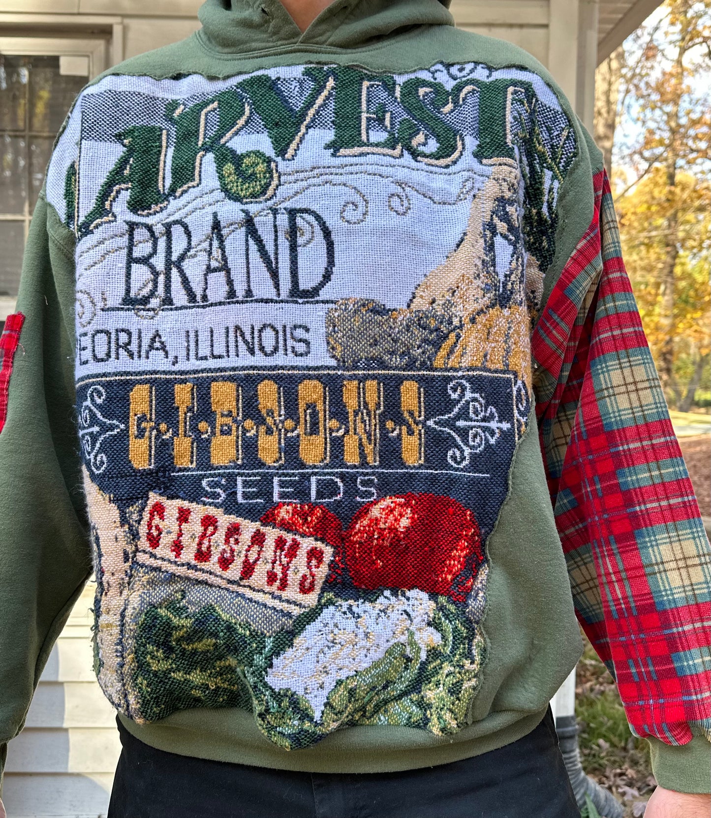 1 of 1 Handmade Fall Harvest Green Blanket Hoodie