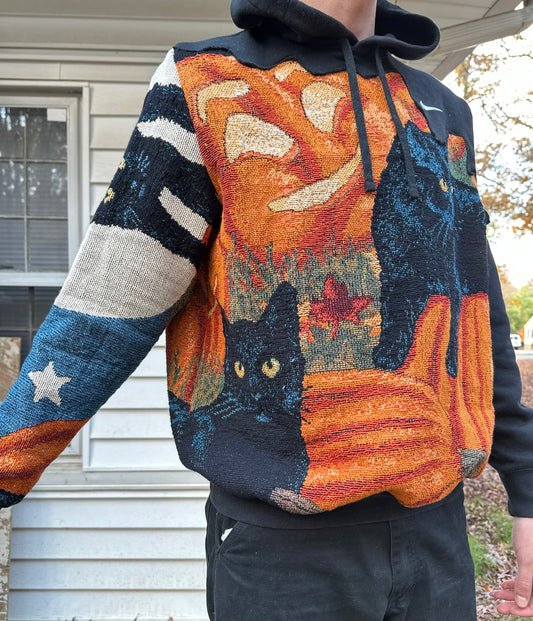 1 of 1 Handmade Nike Black Cat Halloween Hoodie