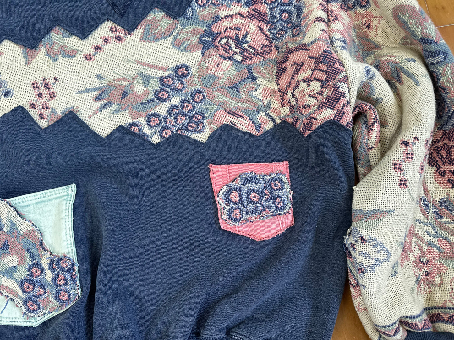 1 of 1 Handmade Floral Shattered Crewneck Multi Pocket