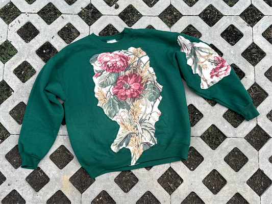 1 of 1 Handmade Green Vintage Floral Crewneck