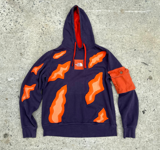 North Face On Fire Purple Reworked Hoodie