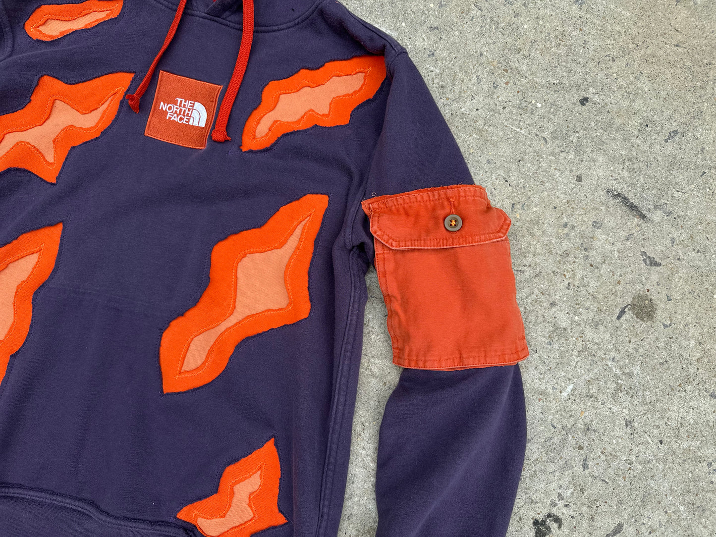 North Face On Fire Purple Reworked Hoodie