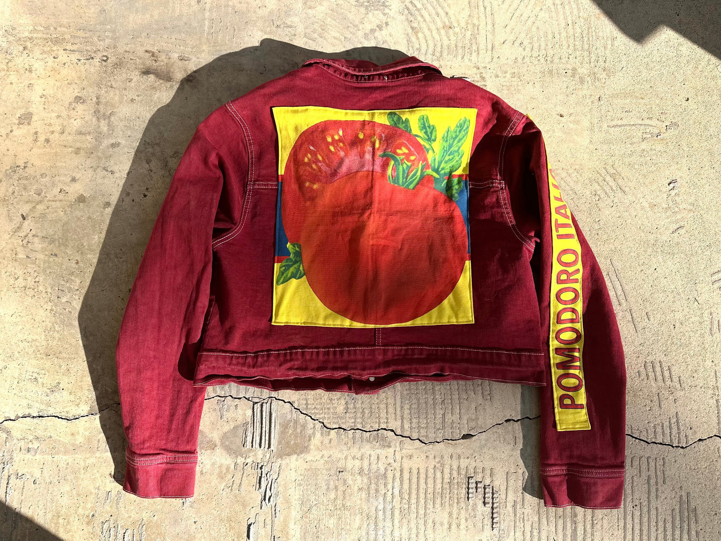 1 of 1 Handmade Pomodoro Italiano Red Denim Jacket
