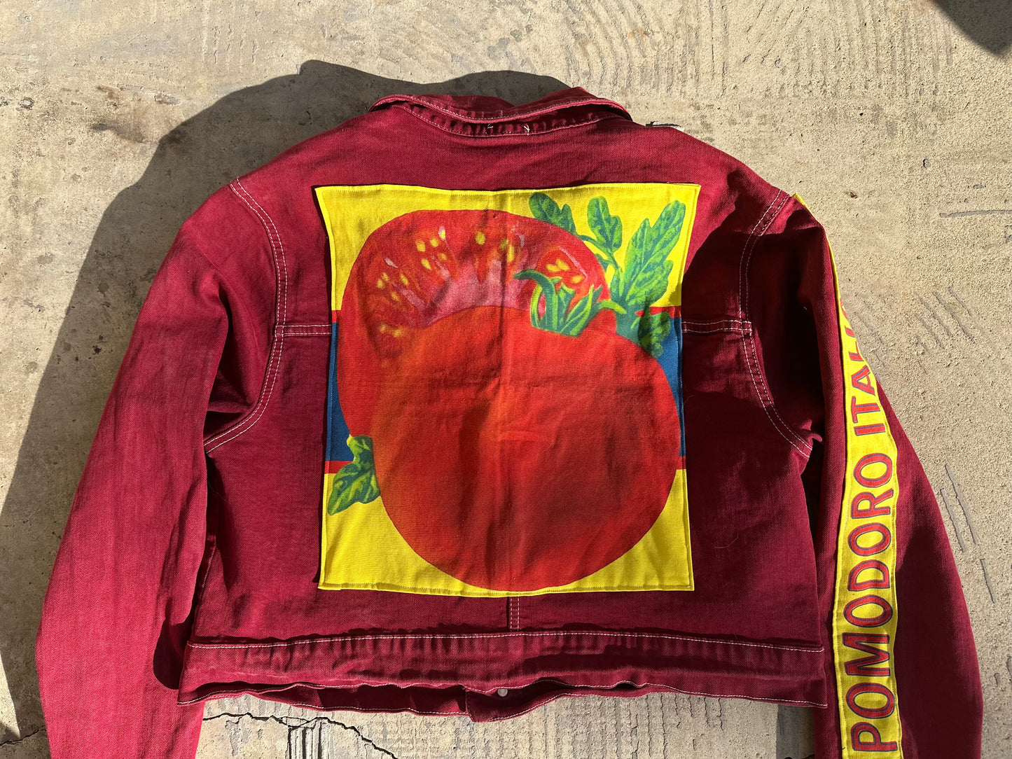 1 of 1 Handmade Pomodoro Italiano Red Denim Jacket