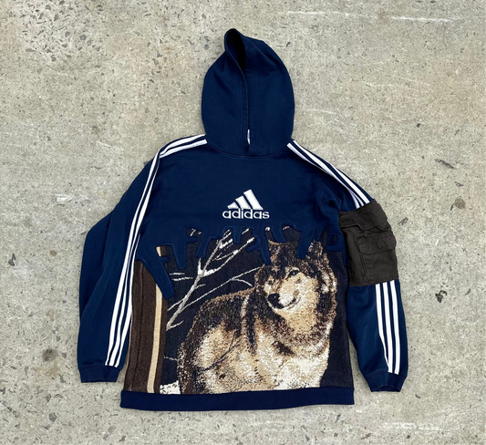 Adidas Navy Blue Howling Wolves Reworked Hoodie