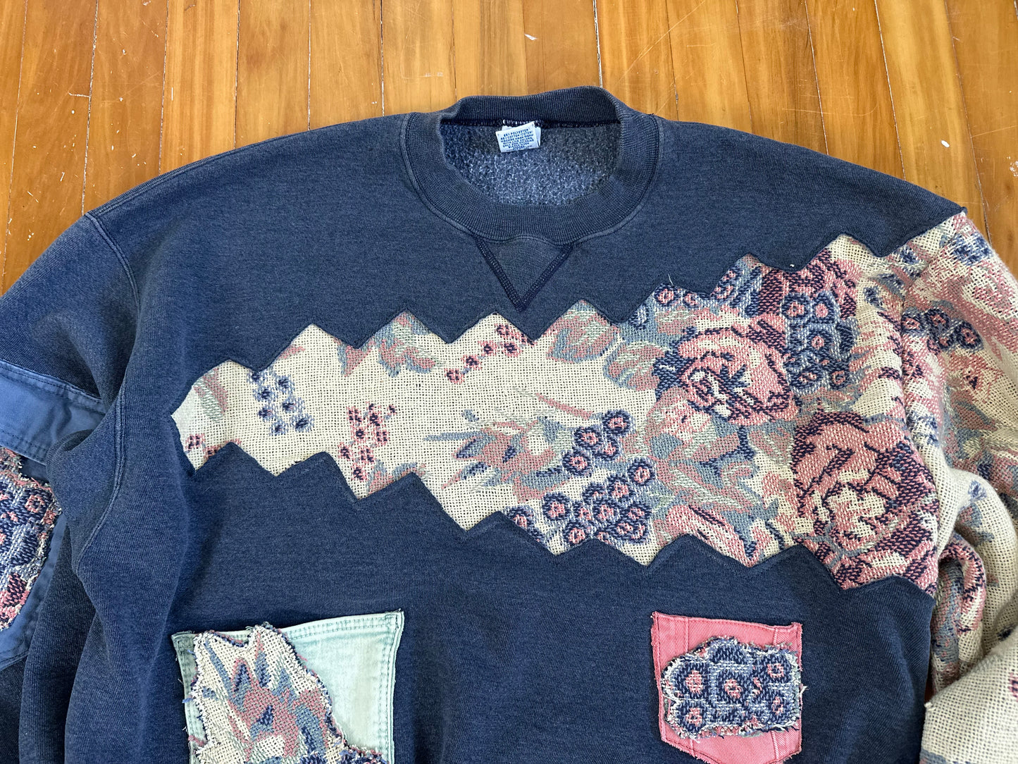 1 of 1 Handmade Floral Shattered Crewneck Multi Pocket