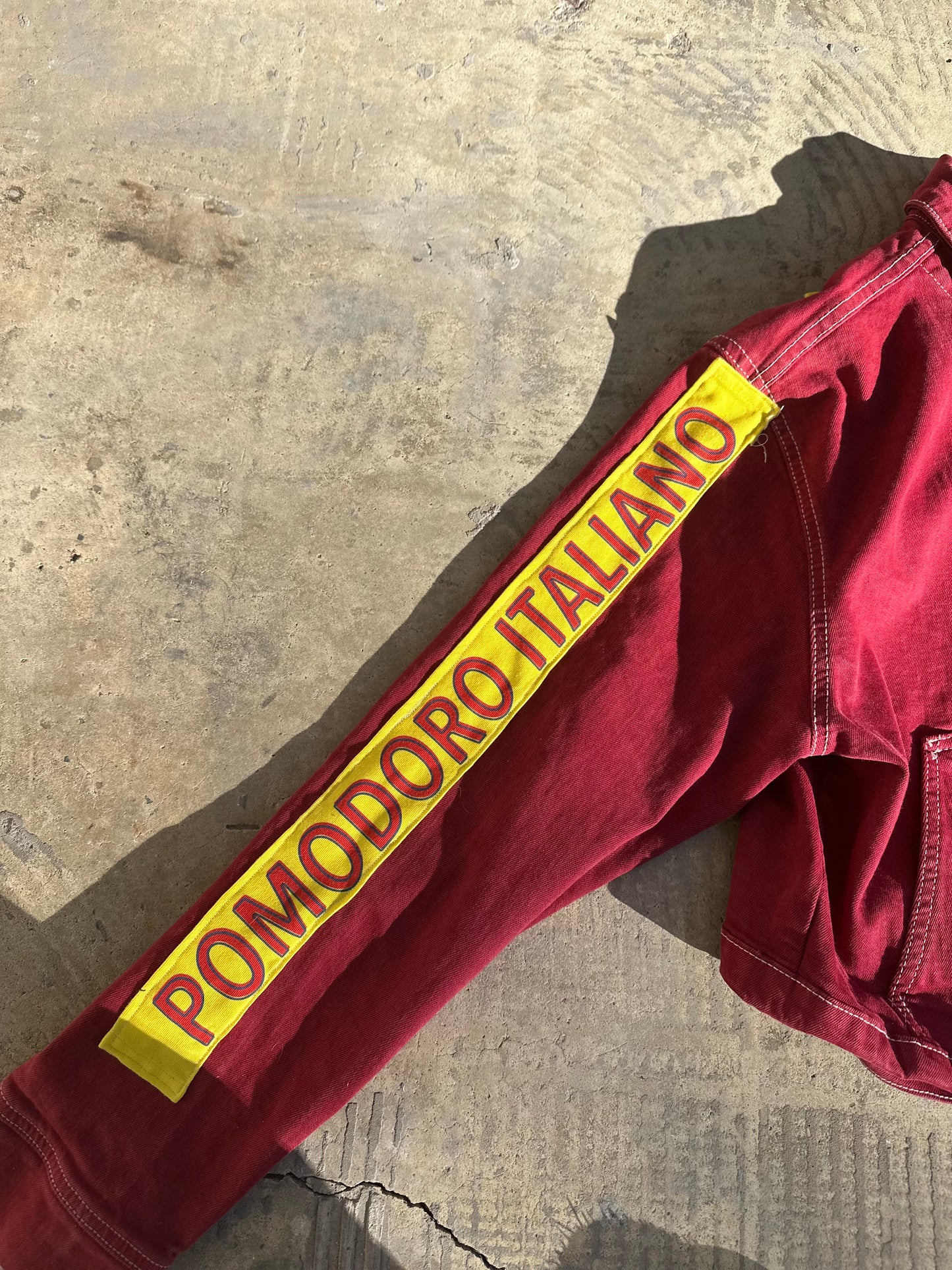 1 of 1 Handmade Pomodoro Italiano Red Denim Jacket