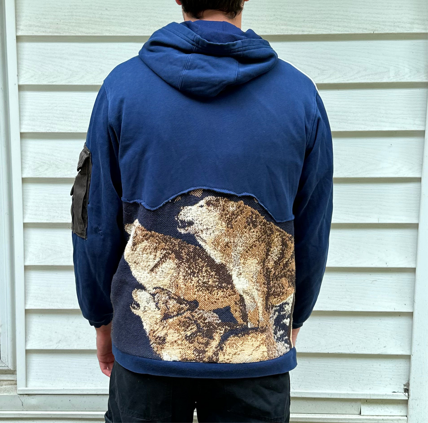 Adidas Navy Blue Howling Wolves Reworked Hoodie