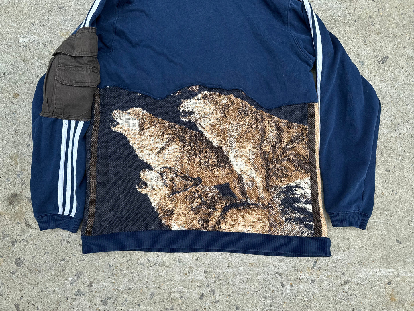 Adidas Navy Blue Howling Wolves Reworked Hoodie