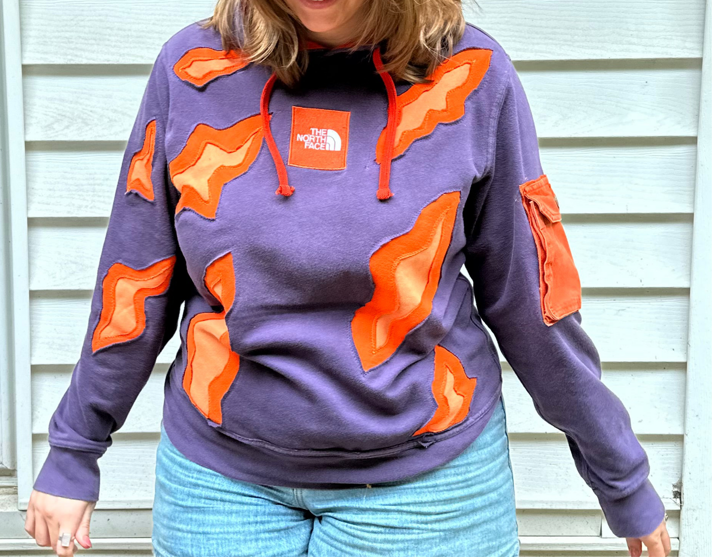 North Face On Fire Purple Reworked Hoodie