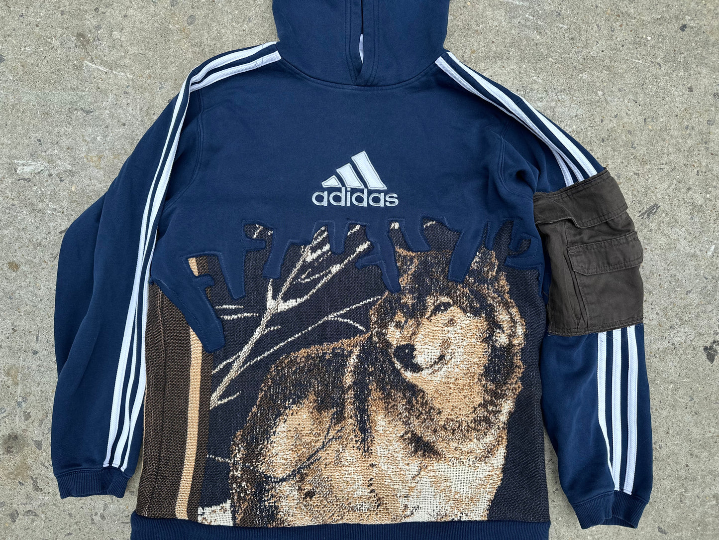 Adidas Navy Blue Howling Wolves Reworked Hoodie