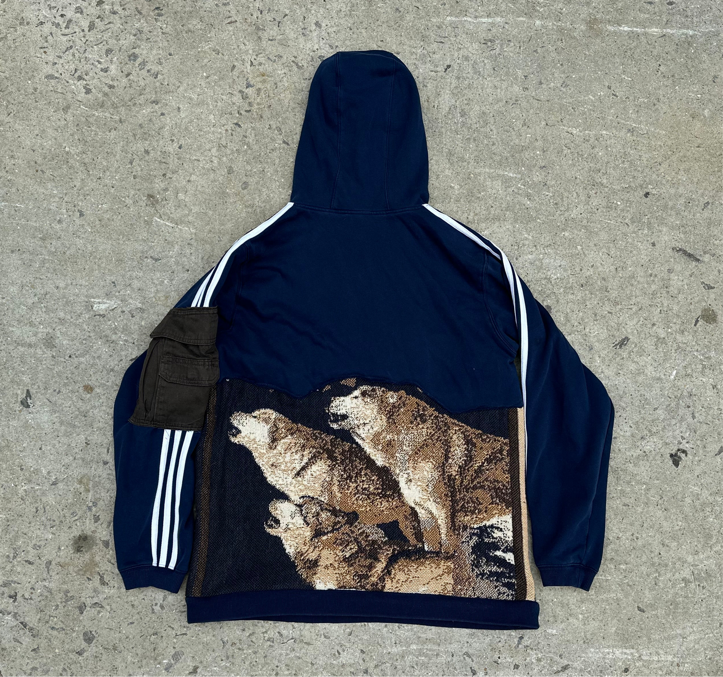 Adidas Navy Blue Howling Wolves Reworked Hoodie