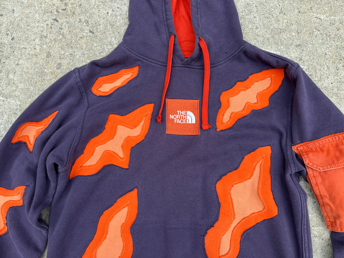North Face On Fire Purple Reworked Hoodie