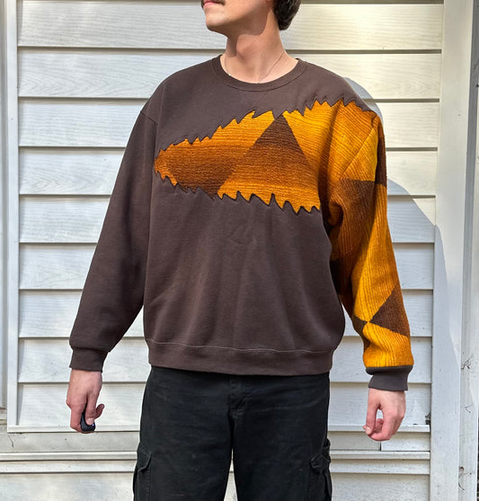 1 of 1 Handmade Pyramids Fractured Brown Crewneck Sweatshirt