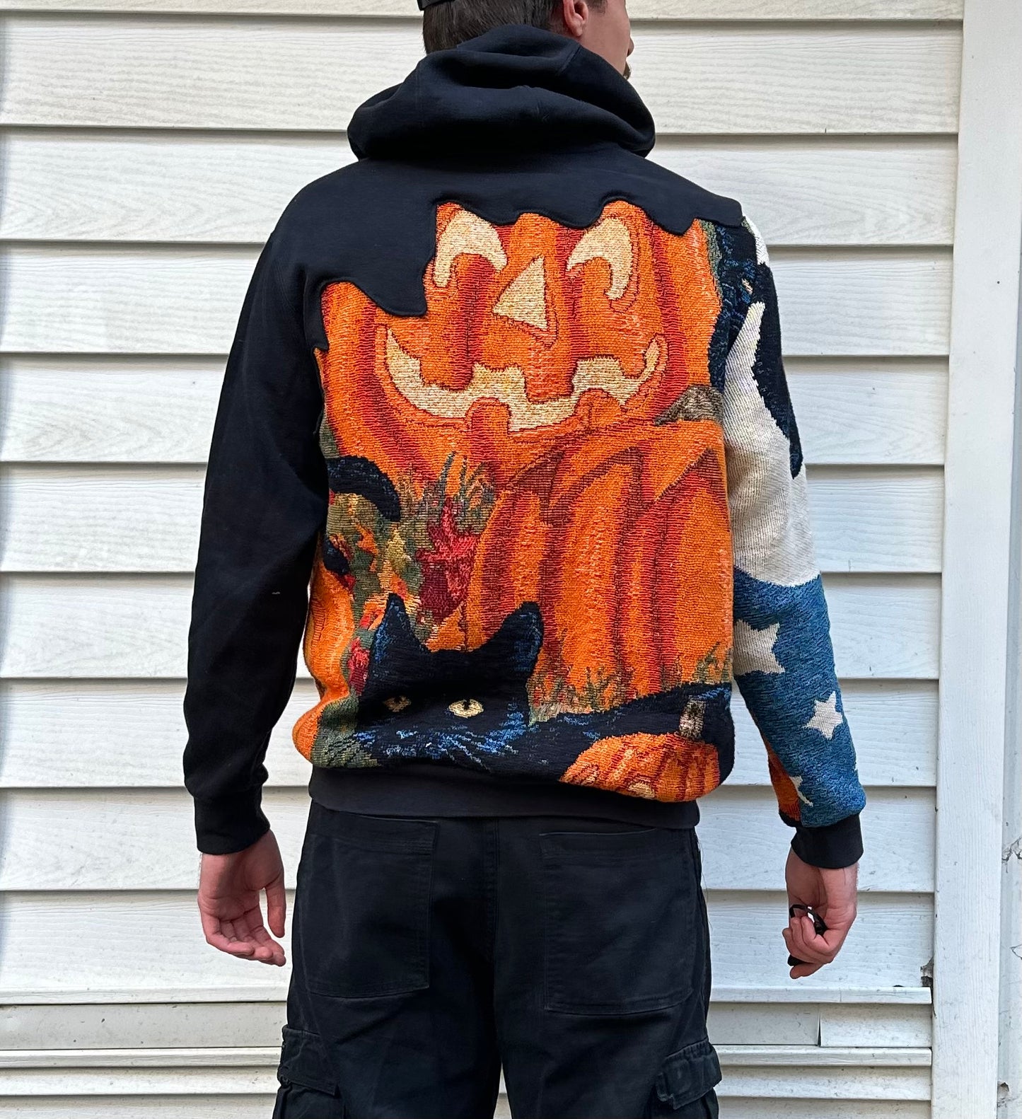 1 of 1 Handmade Nike Black Cat Halloween Hoodie